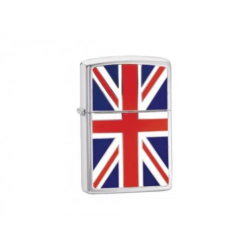 Union Jack Brushed Chrome Zippo Lighter - Genuine Zippo windproof lighter