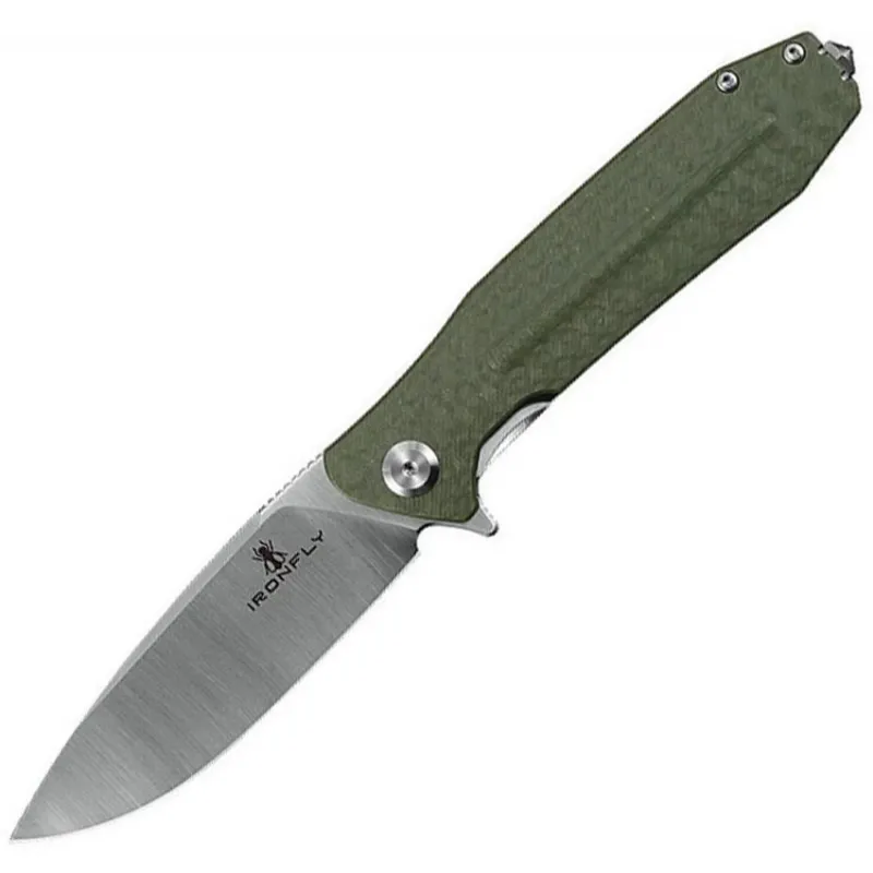 IronFly Knives Zesty Linerlock Green Folding Knife - 3.63" VG-10 DP Blade Green G10 Handle Cyclaire Knives and Tools