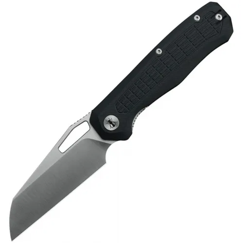 IronFly Knives Spyerfly LinerLock Black Folding Knife - 3.75" 14C28N Sheepsfoot Blade Black G10 Handle