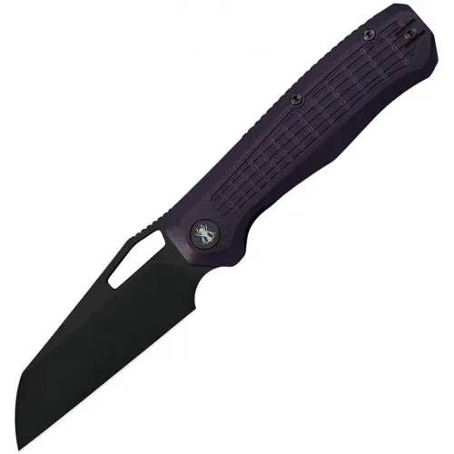 IronFly Knives Spyerfly Linerlock Purple Folding Knife - 3.75" Black 14C28N Sheepsfoot Blade Purple G10 Handle
