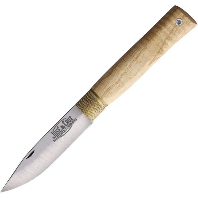 Jose Da Cruz Large Folding Pocket Knife - 3.25" Carbon Steel Blade Ash Wood Handle Cyclaire Knives and Tools