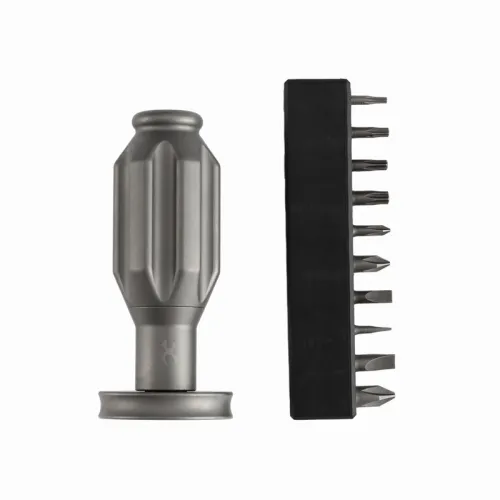 Kansept Knives Drive R Saurus Bit Driver EDC Tool Beadblasted Grey Titanium with 10 Bits