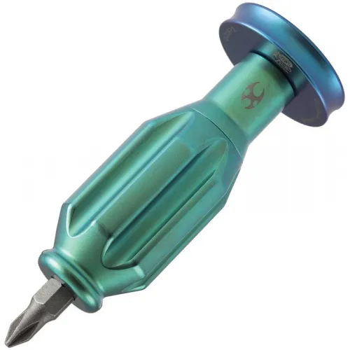 Kansept Knives Drive R Saurus Bit Driver EDC Tool Anodized Green Titanium with 10 Bits