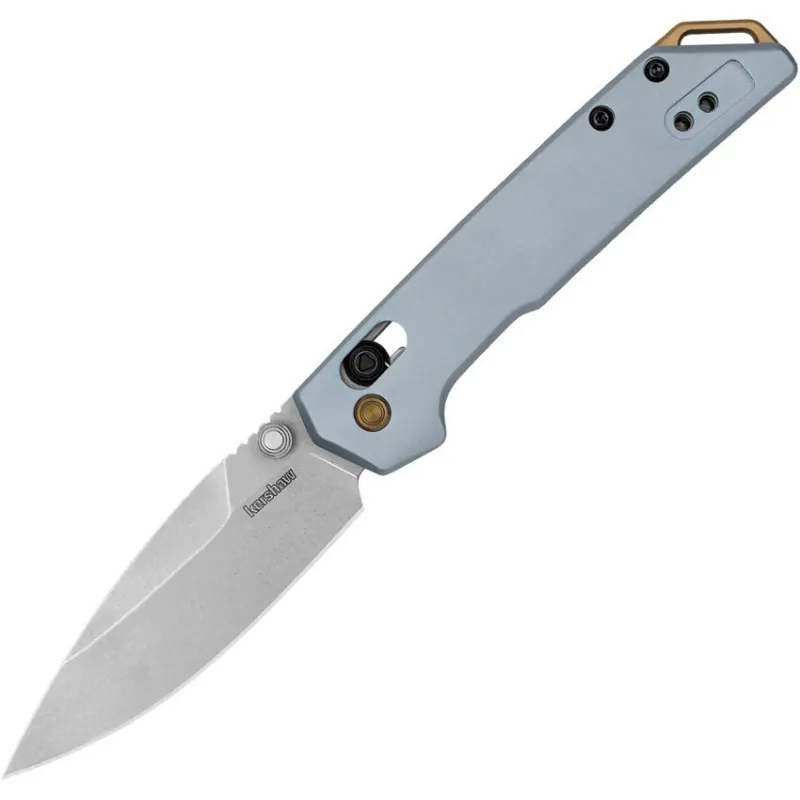 Kershaw Mini Iridium DuraLock KVT Folding Knife - 3" D2 Spear Point Blade Ice Blue Aluminum Handle Cyclaire Knives and Tools