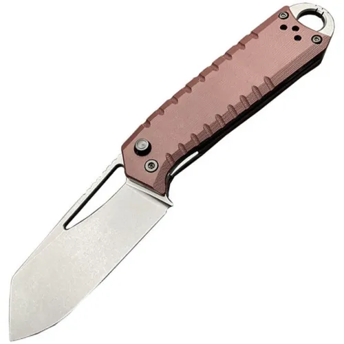 Ketuo Knives Ventr V2 Folding Knife - 2.88 14C28N Cleaver Blade Rust Brown G10 Handle