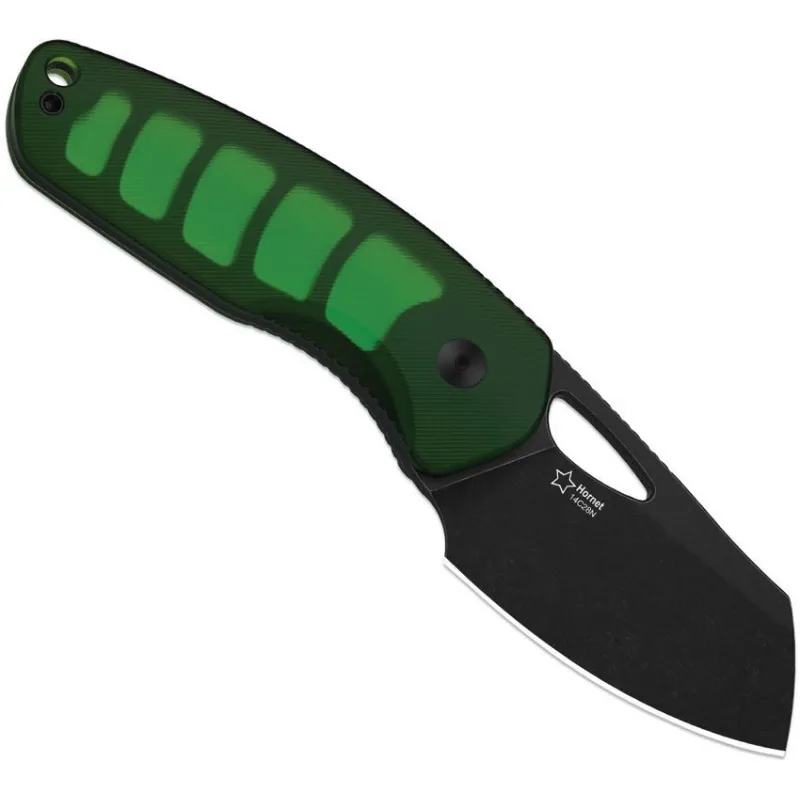 Kizer Hornet Fixed Blade Knife - 2.5" Black PVD Coated 12C27 Steel Sheepsfoot Blade Green Acrylic Handle Cyclaire Knives and Tools