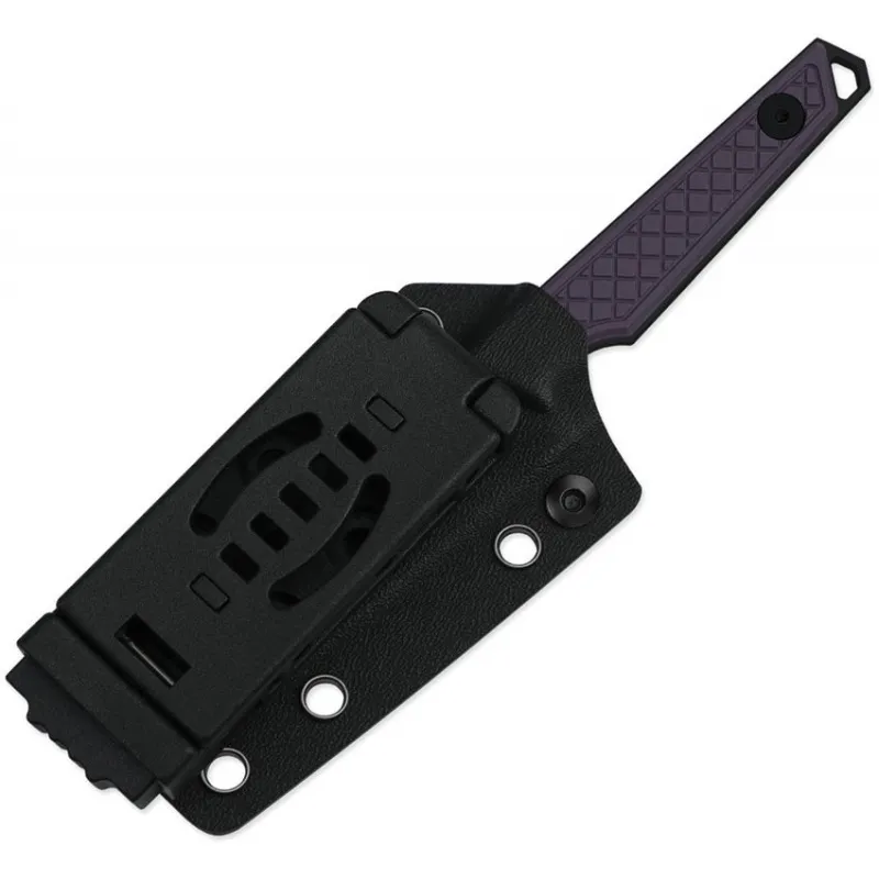 Kizer Phasmids Fixed Blade Knife - 2.8" AEB-L Black Sheepsfoot Blade Machined Purple G10 Handle Cyclaire Knives and Tools