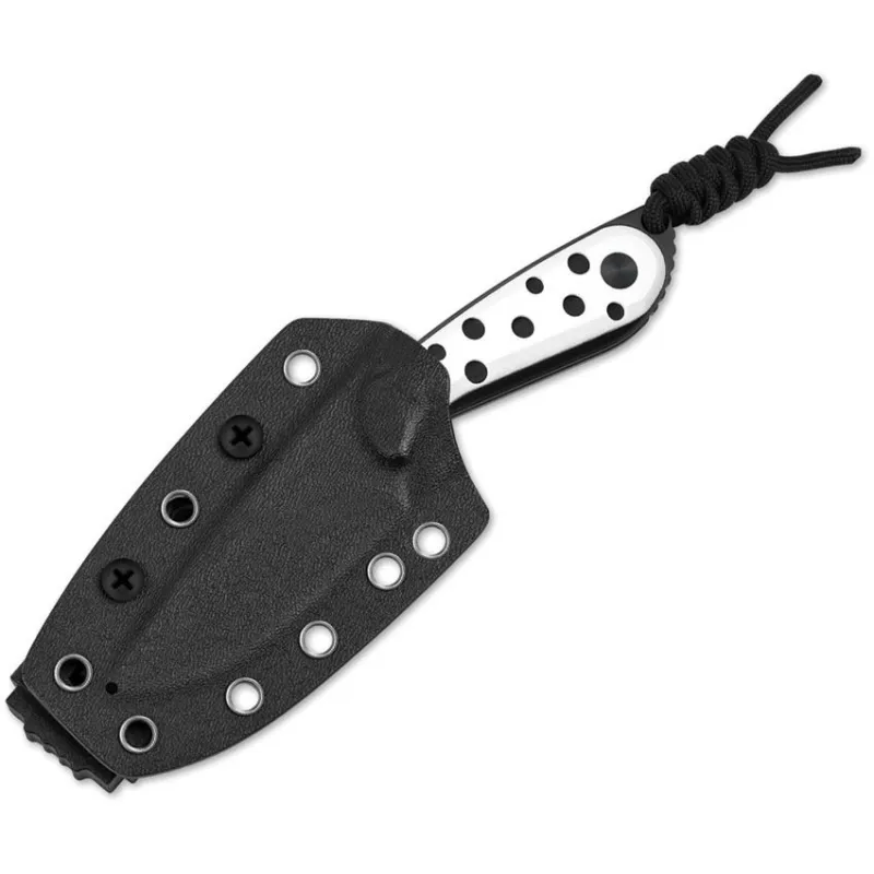 Kizer Buddy Fixed Blade Knife - 3" Nitro-V DP Blade Black and White G10 Handle Cyclaire Knives and Tools