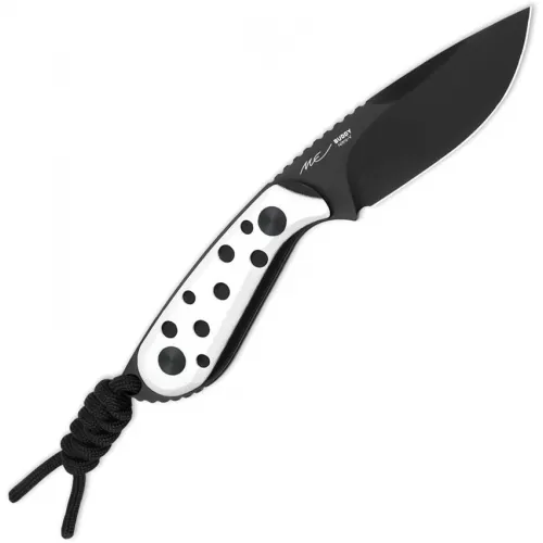 Kizer Buddy Fixed Blade Knife - 3" Nitro-V DP Blade Black and White G10 Handle