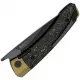Kizer Mini Momo Folding Knife - 3.2" Black DLC Coated S90V Blade Gold Dark Matter CF Handle Cyclaire Knives and Tools