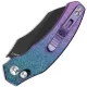 Kizer Mini Bulldog Folding Knife - 2.5" Black DLC Coated Nitro-V Sheepsfoot Blade Blue and Purple Titanium Handle Cyclaire Knives and Tools