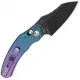Kizer Mini Bulldog Folding Knife - 2.5" Black DLC Coated Nitro-V Sheepsfoot Blade Blue and Purple Titanium Handle Cyclaire Knives and Tools