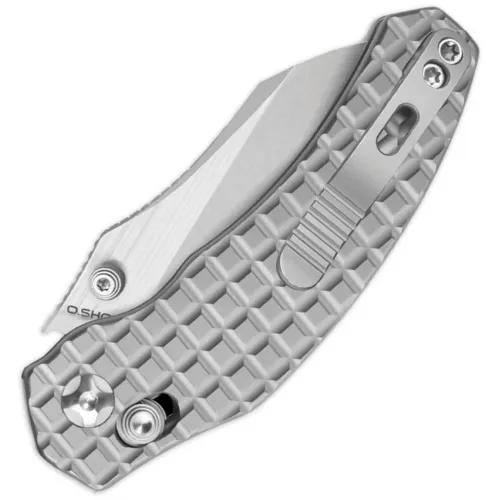 Kizer Mini Bulldog Folding Knife - 2.5" Two Tone Nitro-V Sheepsfoot Blade Grey Frag Titanium Handle