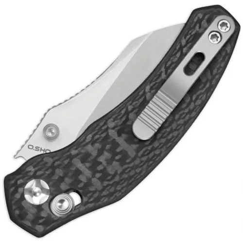 Kizer Mini Bulldog Folding Knife - 2.5" Stonewash CPM-S45VN Sheepsfoot Blade Carbon Fibre Handle