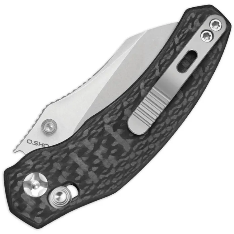 Kizer Mini Bulldog Folding Knife - 2.5" Stonewash CPM-S45VN Sheepsfoot Blade Carbon Fibre Handle Cyclaire Knives and Tools