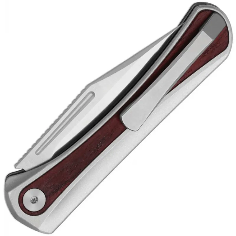 Kizer Melody Rosewood UK EDC Pocket Knife - 2.83" S35VN Clip Point Blade Gray Aluminum Handle with Panama Rosewood inlay Cyclaire Knives and Tools
