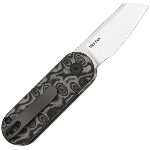Kizer Mini Bay Detent UK EDC Folding Knife - 1.88" 14C28N Sheepsfoot Blade Black Vortex Micarta Handle