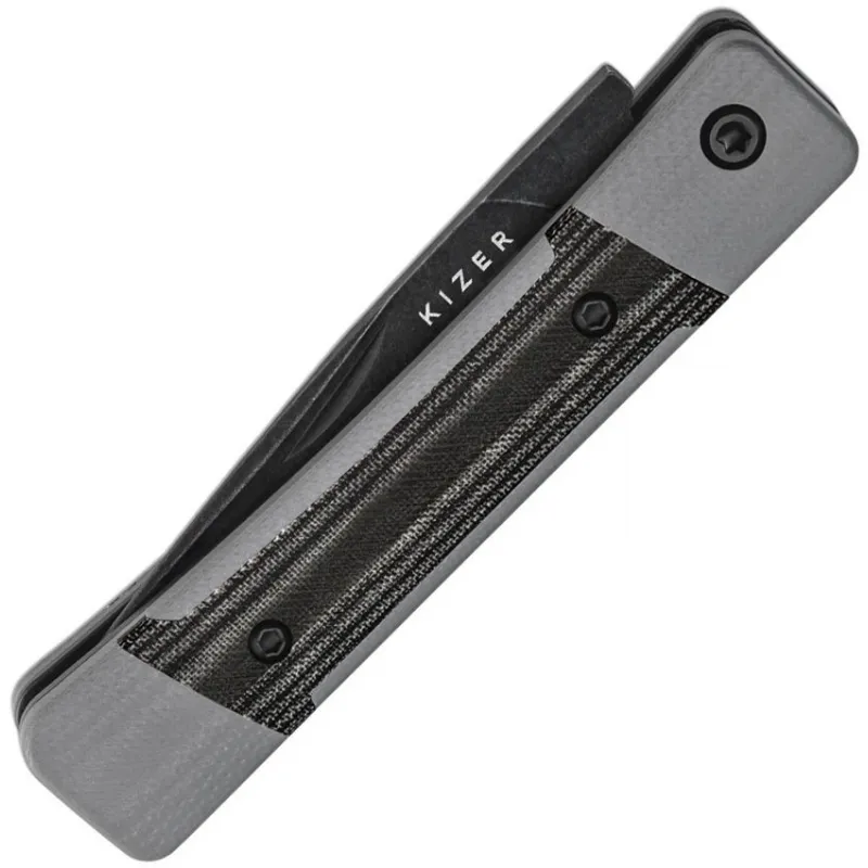 Kizer Little Grand UK EDC Folding Knife - 2.52" Black Nitro-V Blade Grey G10 Handle with Black Micarta Inlays Cyclaire Knives and Tools