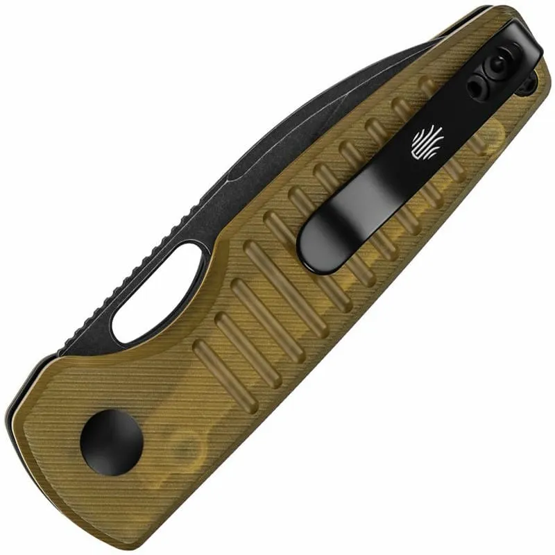 Kizer Parakeet Folding Knife - 2.46" Nitro-V Black DP Blade, Milled Ultem Handle Cyclaire Knives and Tools