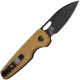 Kizer Parakeet Folding Knife - 2.46" Nitro-V Black DP Blade Brown Micarta Handle Cyclaire Knives and Tools