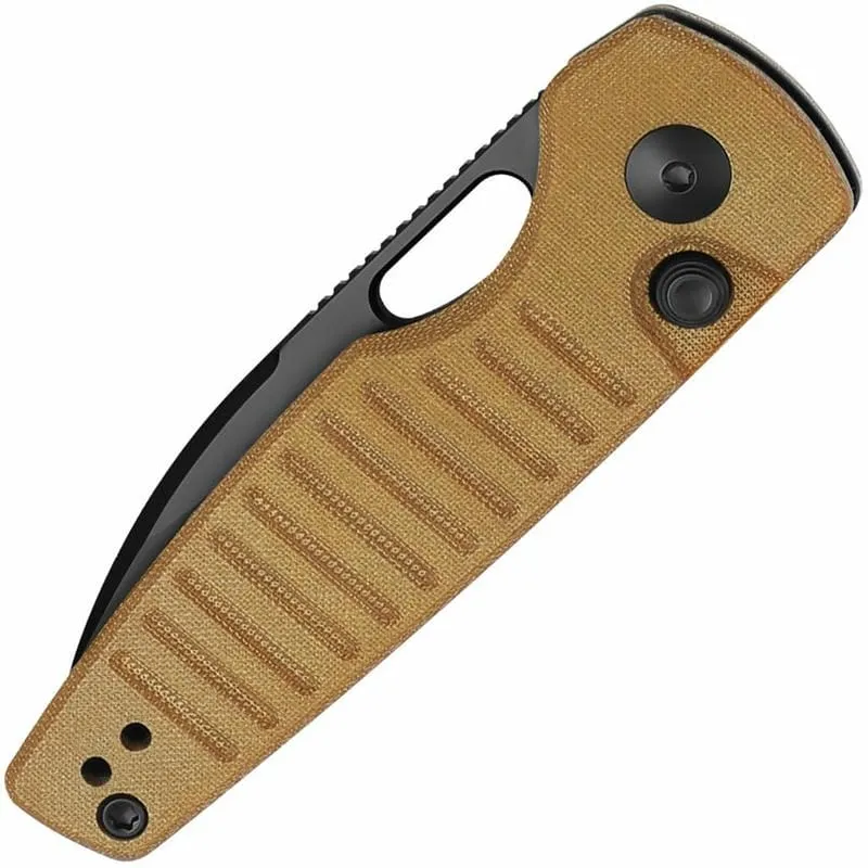 Kizer Parakeet Folding Knife - 2.46" Nitro-V Black DP Blade Brown Micarta Handle Cyclaire Knives and Tools