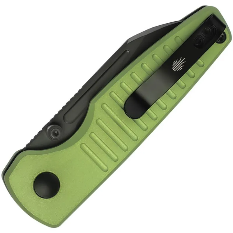 Kizer Parakeet Folding Knife - 2.46" Black Nitro-V Blade Green Aluminium Handle Cyclaire Knives and Tools