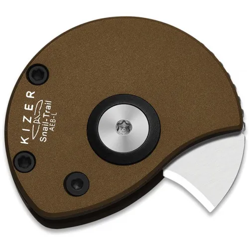 Kizer Snail Trail Detent UK EDC Pocket Knife - 0.42" AEB-L Stainless Steel Blade Brown Aluminum Handle