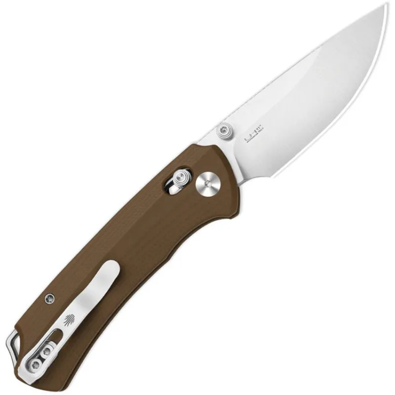 Kizer Hennicke Task I T1 CD Clutch Lock Folding Knife - 3.2" Nitro-V Blade Brown G10 Handle Cyclaire Knives and Tools