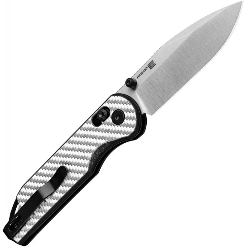 Kizer Assassin Folding Knife - 2.99" Nitro-V Stainless Steel Blade Silver G10 Handle Cyclaire Knives and Tools