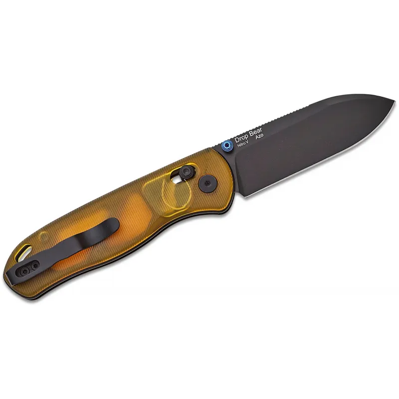 Kizer Drop Bear Folding Knife - 2.97" Nitro-V Black Blade Ultem PEI Handle Cyclaire Knives and Tools