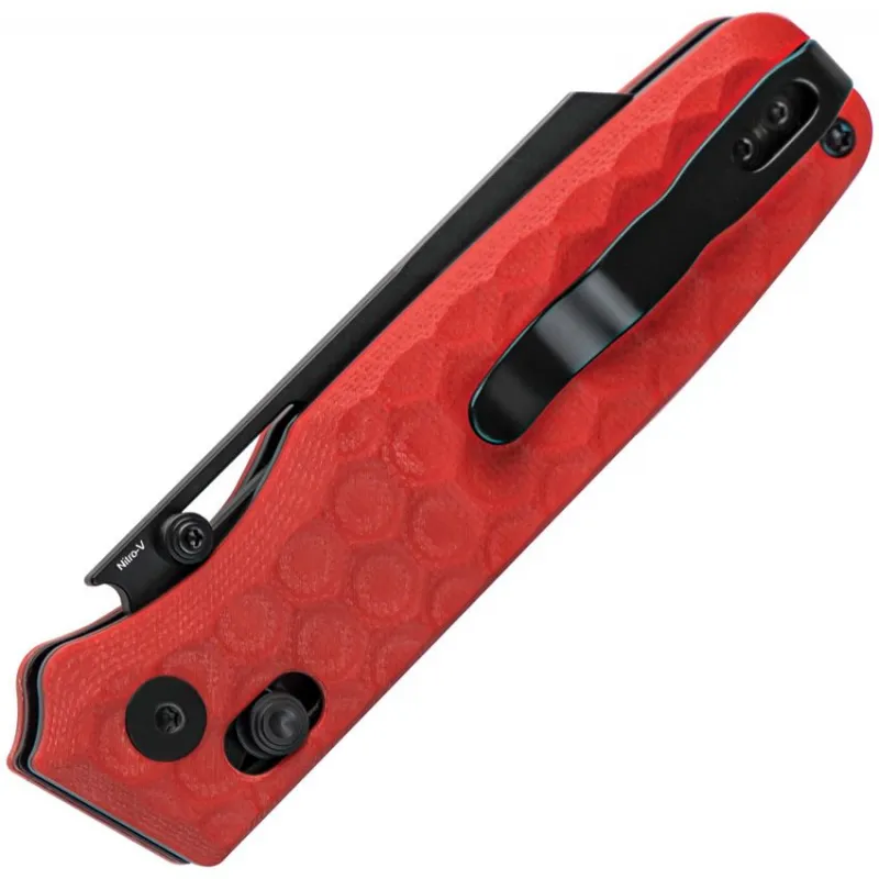 Kizer Task Folding Knife - 3.04" Nitro-V  Blade Red G10 Handle Cyclaire Knives and Tools