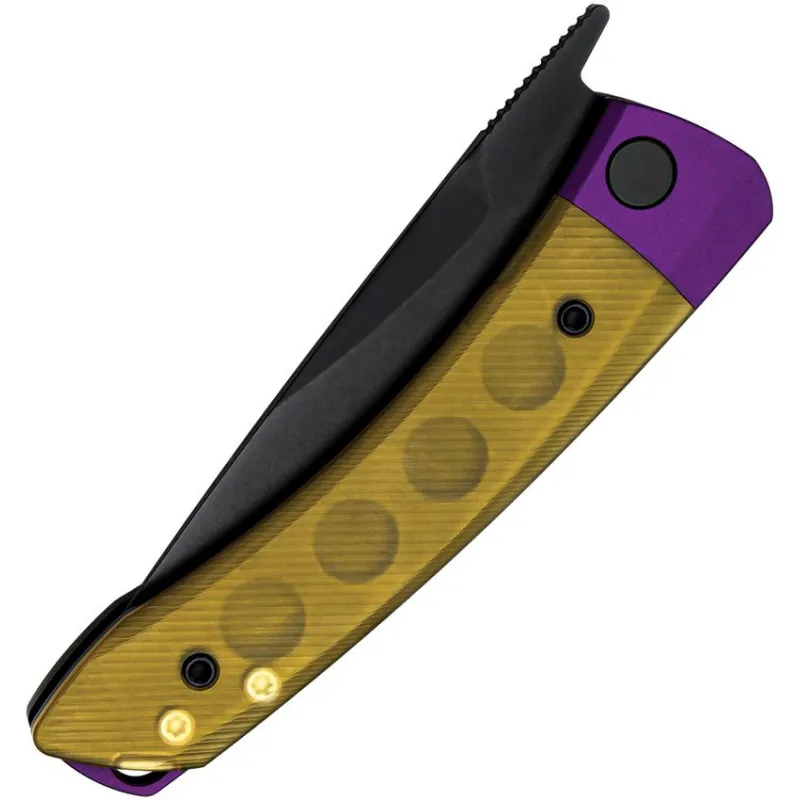 Kizer Mini Momo Folding Knife - 3.2" Nitro-V DP Blade Ultem Handles with Purple Aluminum Bolsters Cyclaire Knives and Tools