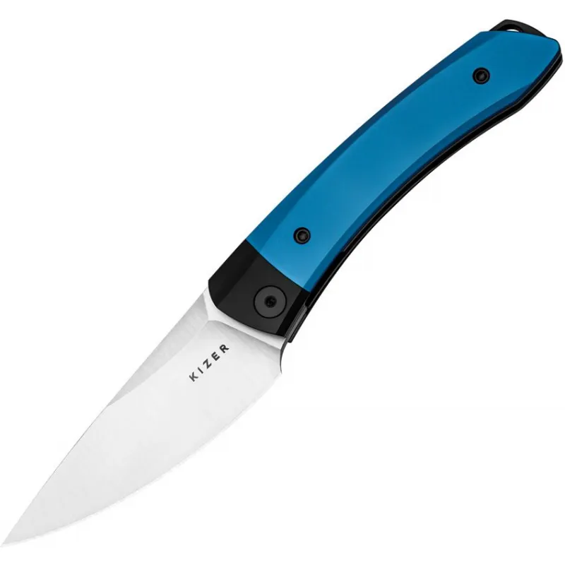 Kizer Mini Momo Folding Knife - 3.2" 154CM DP Blade Blue and Black Aluminum Handle Cyclaire Knives and Tools