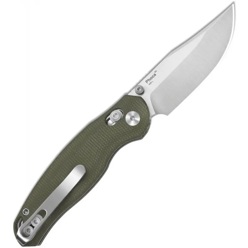 Kizer Phoca CC Clutch Lock Folding Knife - 2.9" AEB-L Blade Green Micarta Handle Cyclaire Knives and Tools