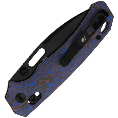 Kizer Outposter Folding Knife - 3.25" Black PVD Nitro-V Blade Blue and Brown Micarta Handle