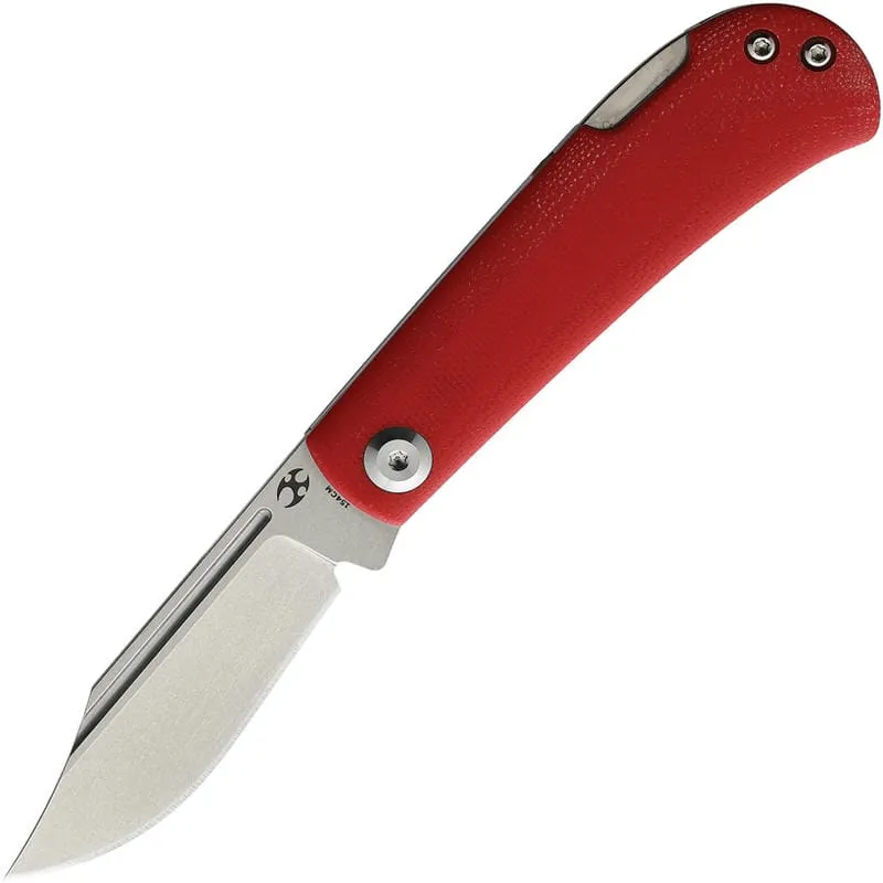 Kansept Knives Wedge Folding Knife - 2.45" 154CM Stonewashed Blade Red G10 Handle Cyclaire Knives and Tools