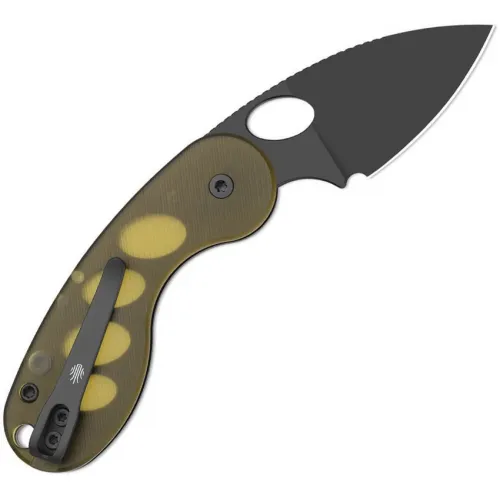 Kizer Microbe TSJ AirTi UK EDC Pocket Knife - 2.13" Black PVD Coated 14C28N Stainless Steel Blade Amber PEI Ultem Handle