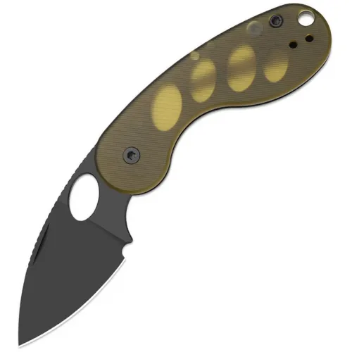 Kizer Microbe TSJ AirTi UK EDC Pocket Knife - 2.13" Black PVD Coated 14C28N Stainless Steel Blade Amber PEI Ultem Handle