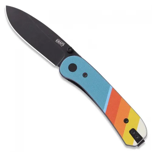 Knafs Knives Lander 1 Folding Knife - 2.75" 14C28N Black Blade Good Vibes G10 Scales