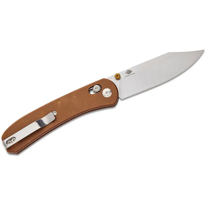 Knafs Knives Lander 2 Clutch Lock Folding Knife - 3.25" S35VN CP Blade Brown Paper Micarta Handle Cyclaire Knives and Tools