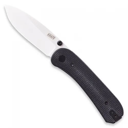 Knafs Knives Lander 1 Folding Knife - 2.75" 14C28N Stainless Steel Blade Contoured Black Micarta Handle