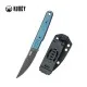 Kubey JL Drop Point Fixie Fixed Blade Knife - 3.11" DP Blade Blue Canvas Micarta Handle Cyclaire Knives and Tools
