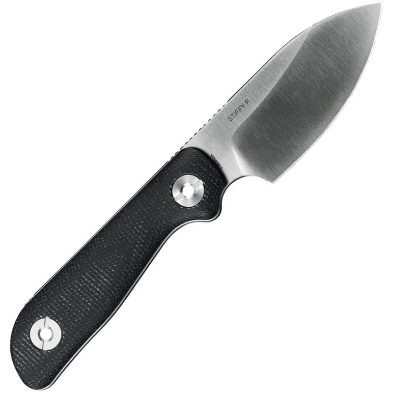 Kunwu Stiffy P Fixed Blade Knife - 3" Vanadis 8 Blade Black Canvas Micarta Handle Kydex Sheath Cyclaire Knives and Tools