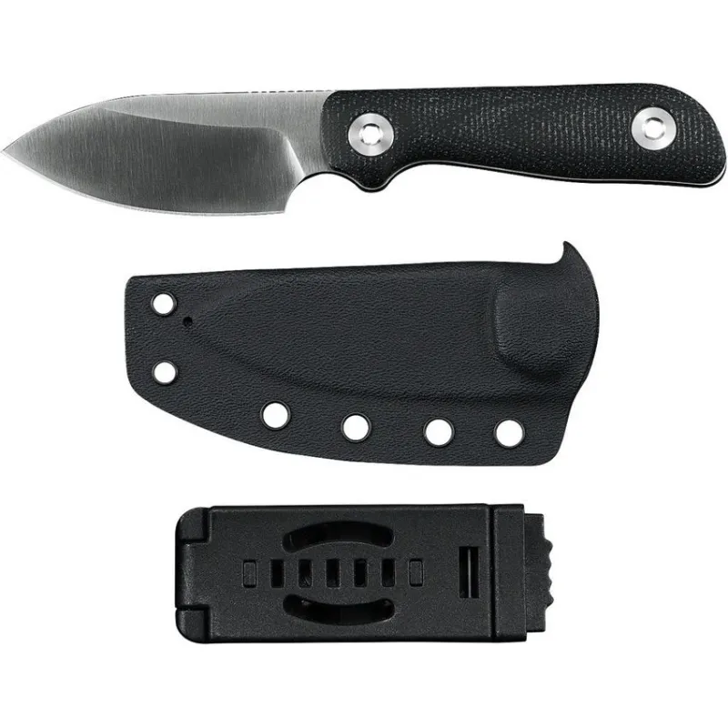 Kunwu Stiffy P Fixed Blade Knife - 3" Vanadis 8 Blade Black Canvas Micarta Handle Kydex Sheath Cyclaire Knives and Tools