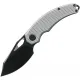Kunwu Padre Folding Knife - 3.34" Vanax Dark CP Blade Gray Diamond Textured Titanium Handle Cyclaire Knives and Tools