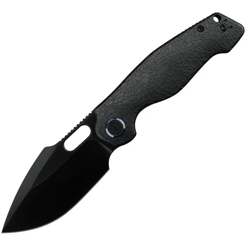 Kunwu Gringo Folding Knife - 3.63" S390 Black DLC Coated Blade Black Honeydew Titanium Handle Cyclaire Knives and Tools