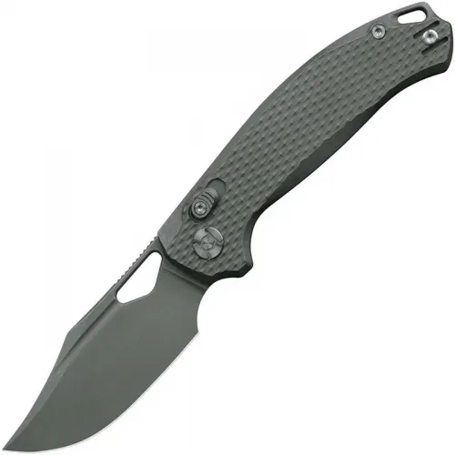 Kunwu DJANGO Crossbar Lock Folding Knife - 3.25" Elmax Blade Diamond Texture Titanium Handle