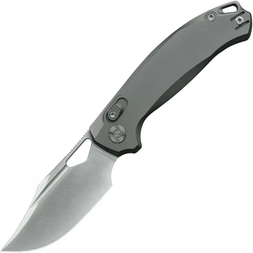 Kunwu DJANGO Crossbar Lock Folding Knife - 3.25" Elmax Blade Orange Peel Titanium Handle