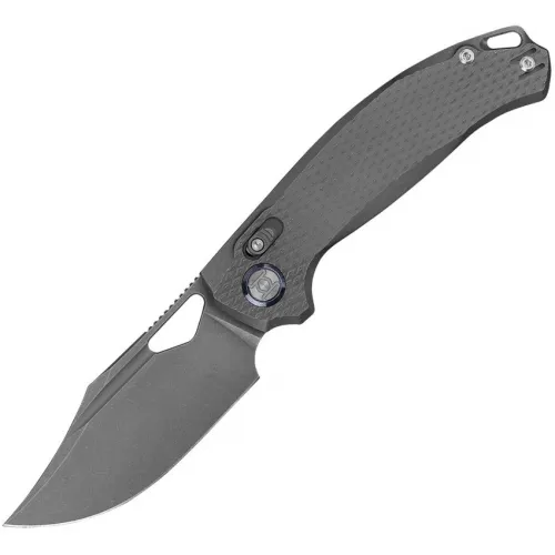 Kunwu Django XL XT Lock Folding Knife - 3.75" Stonewash Elmax Blade Diamond Texture Titanium Handle