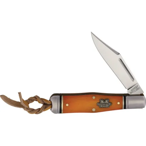 Marbles Master Made UK EDC Coke Bottle Orange - 2.99" Stainless Steel Blade Orange Smooth Bone Handle